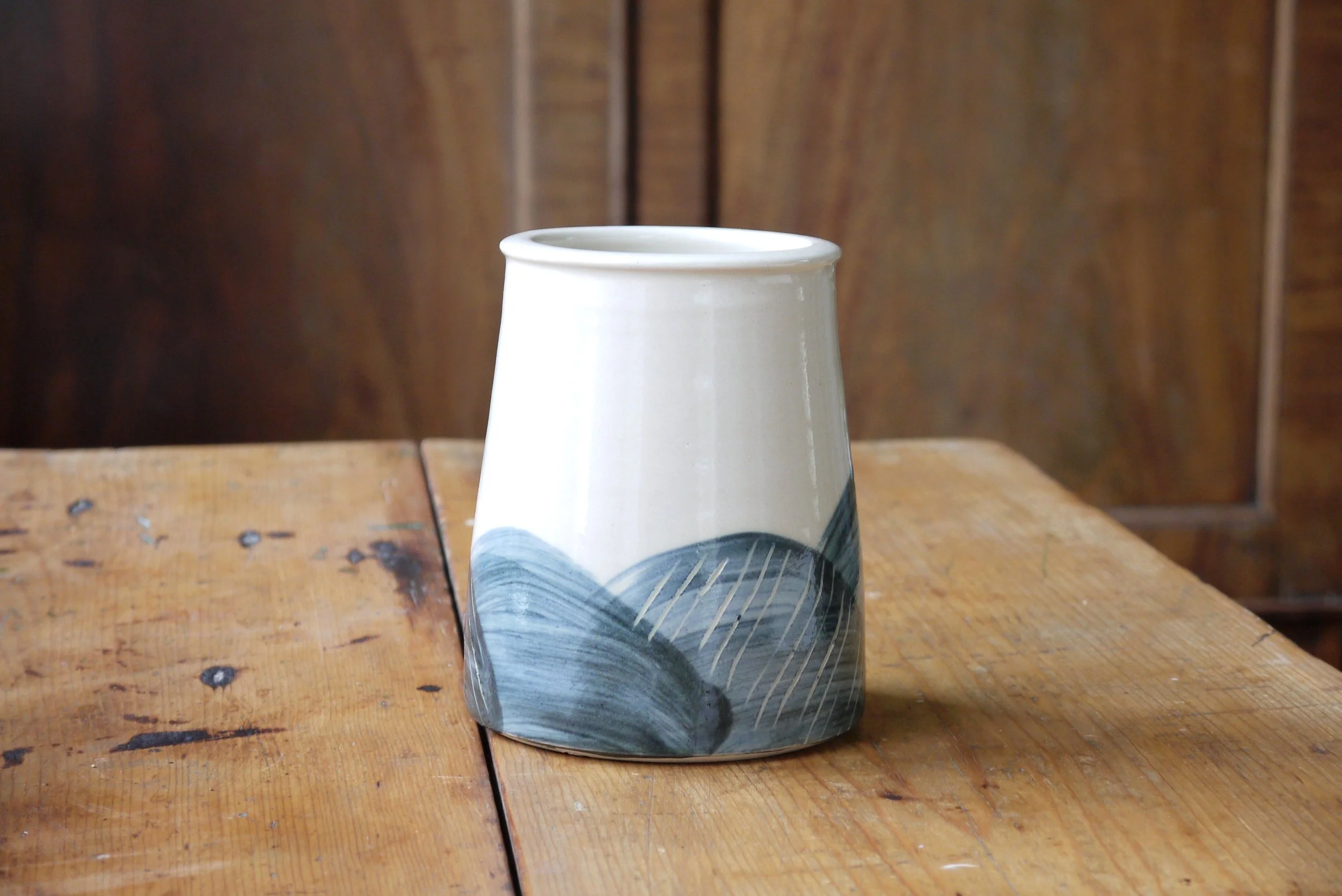 Bridget Timoney blue and white ceramic utensils jar 1c.JPG