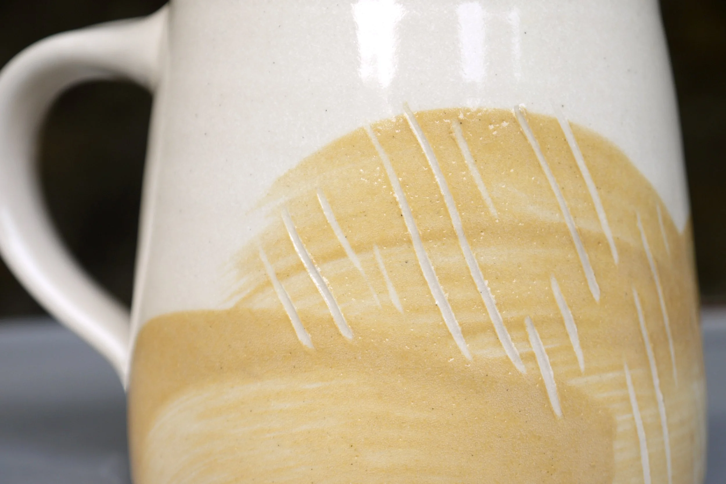 Bridget Timoney handmade pottery maize yellow tea mug 1d.JPG