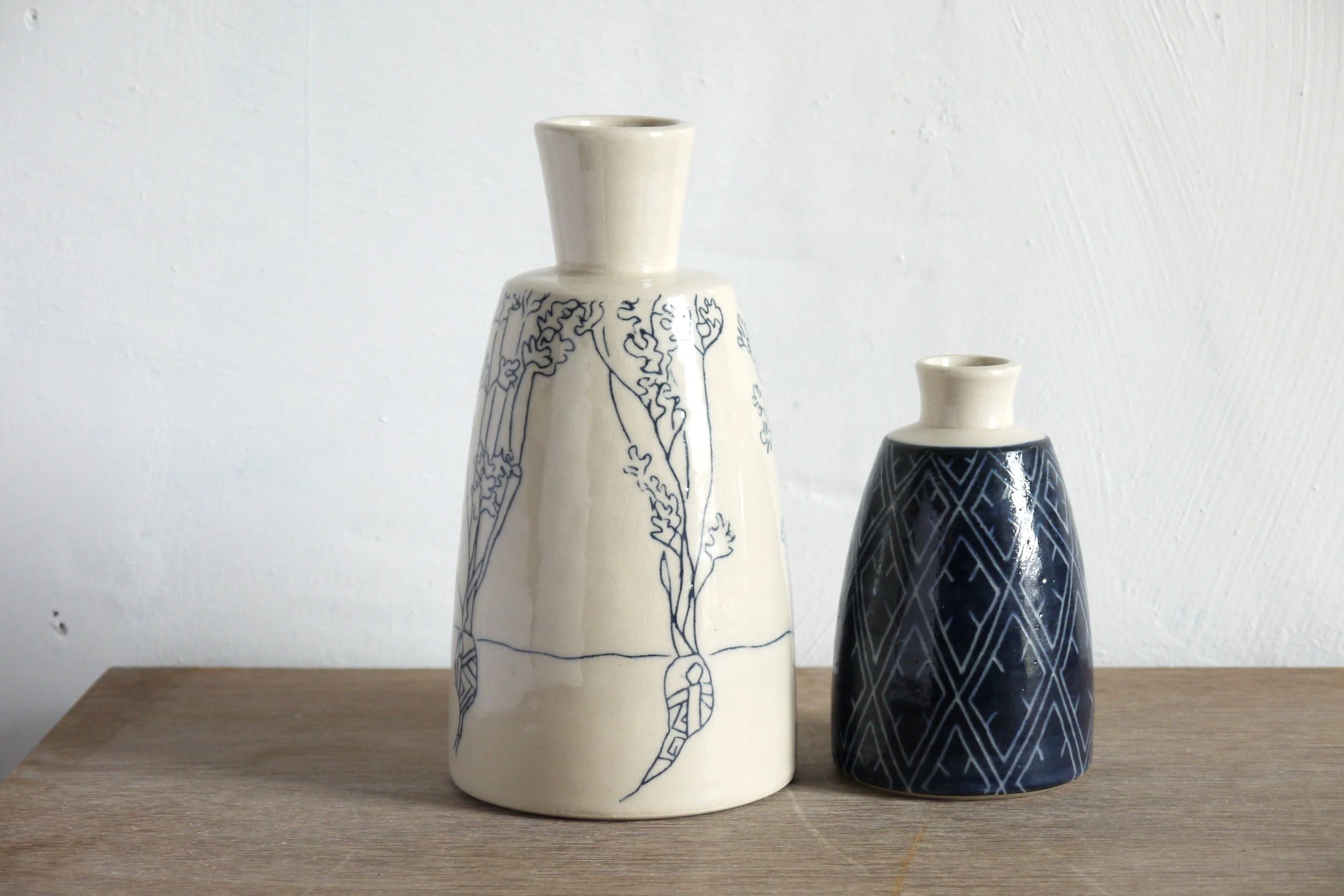 Bridget Timoney willow vegetable vases carrots and little vase.JPG
