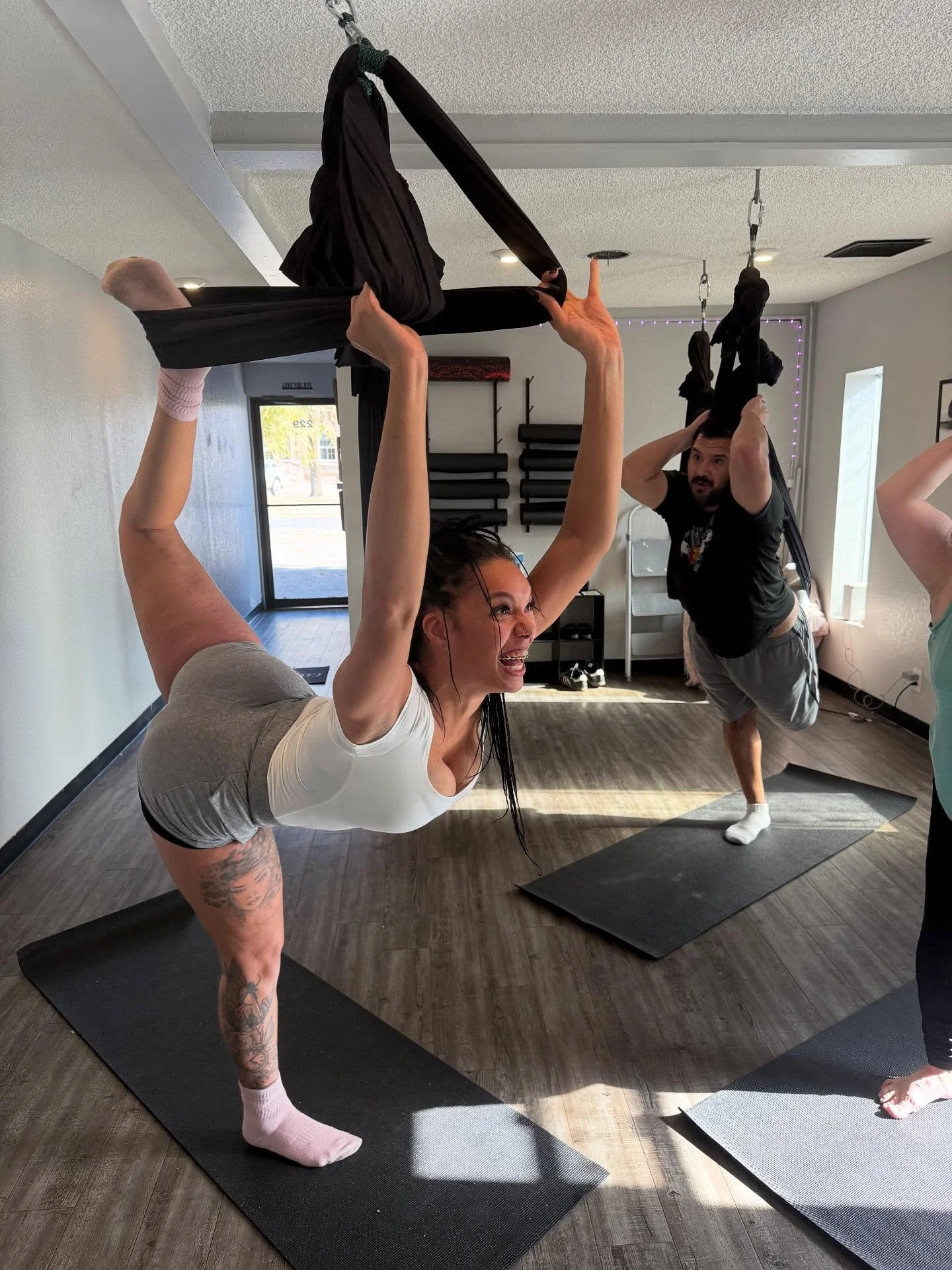 It&rsquo;s not too late to sign up for Steph&rsquo;s 5:30 class this evening! Savasana is soooo relaxing with how dark it is outside by 6:30! @museopaz also, don&rsquo;t forget to sign up for her Aerial and Tarot Card workshop! #yoga #grandjunctionyo