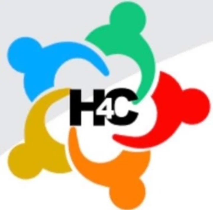 Colorful abstract logo with overlapping bear head shapes in blue, green, red, yellow, and orange surrounding the text 'H4C' in black.
