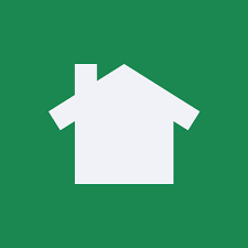 A white house icon on a green background for Nextdoor.