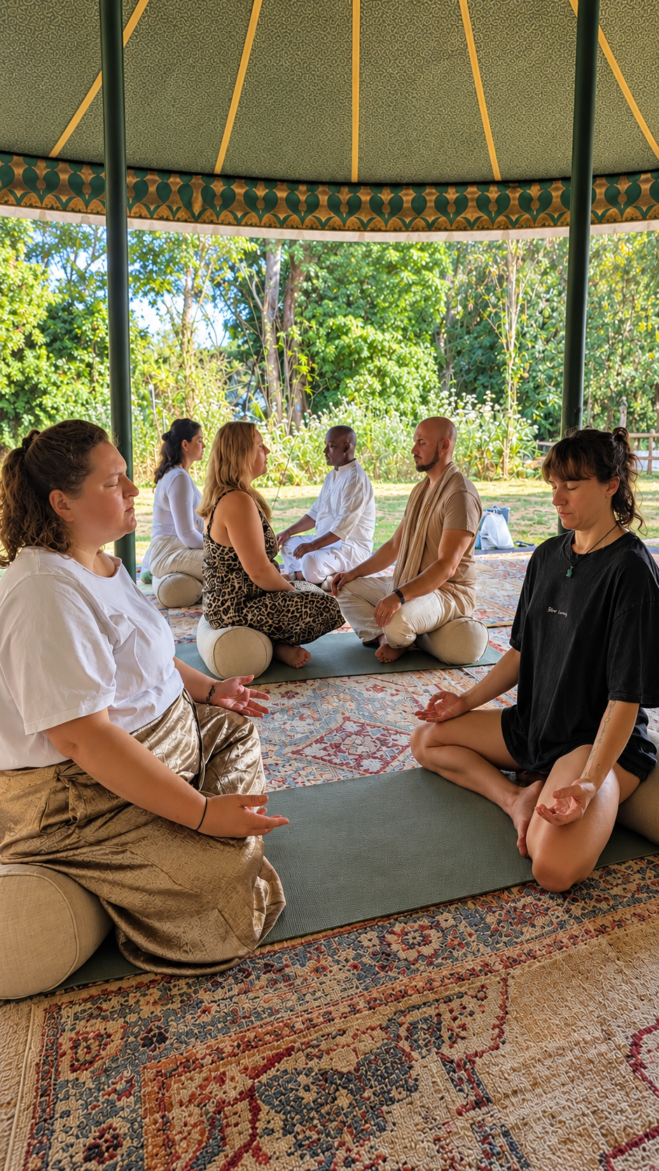 Participants practising Kundalini Awareness during facilitator training in Berkshire