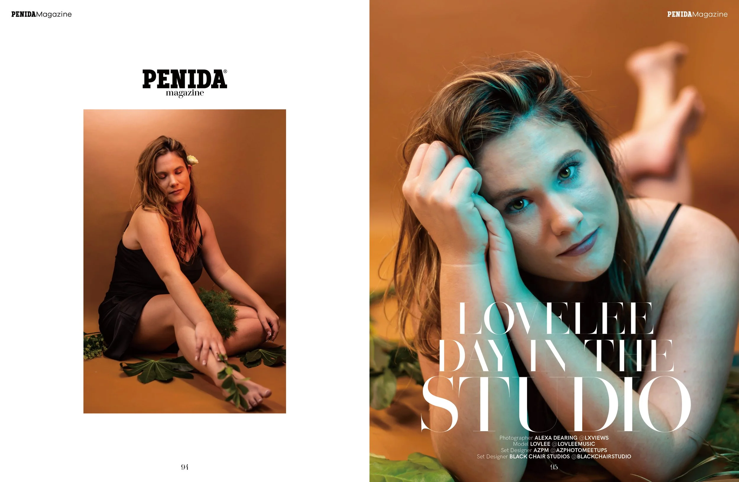 4 page spread featuring model/vocalist Lovlee for Penida magazine issue #95