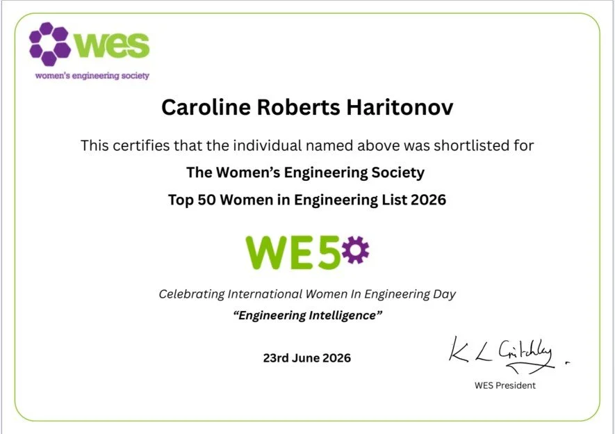 The Women’s Engineering Society (WES) shortlisted finalist recognition for Astrimar Managing Director