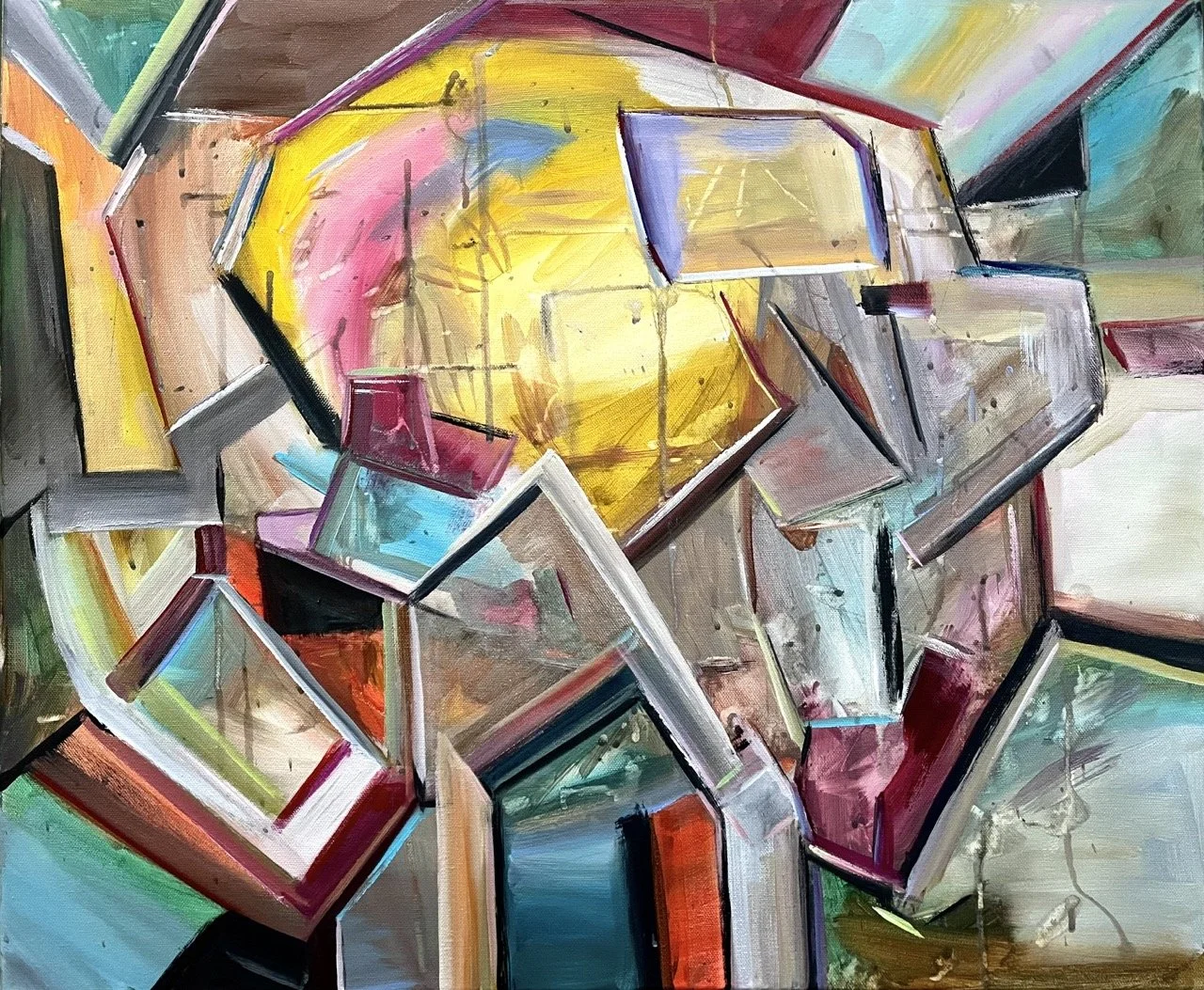 Rainy Day, Car Window - Acrylic - 20x24" - 2024