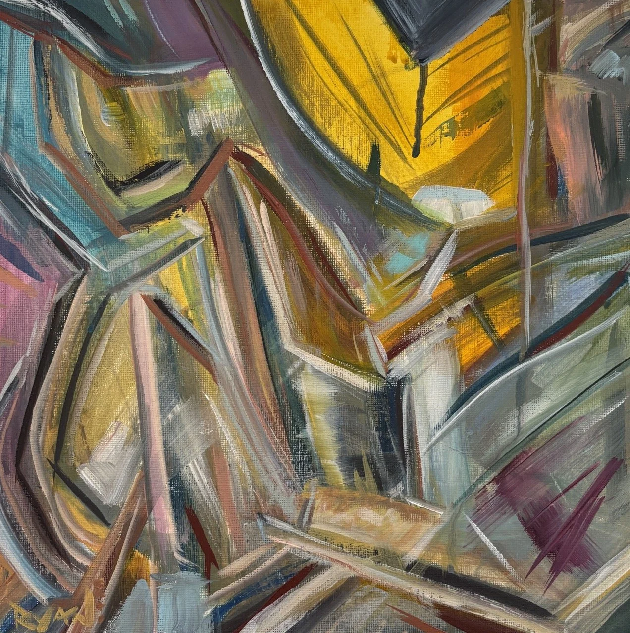 No Name #12 - Acrylic on Paper - 12x12" - 2024