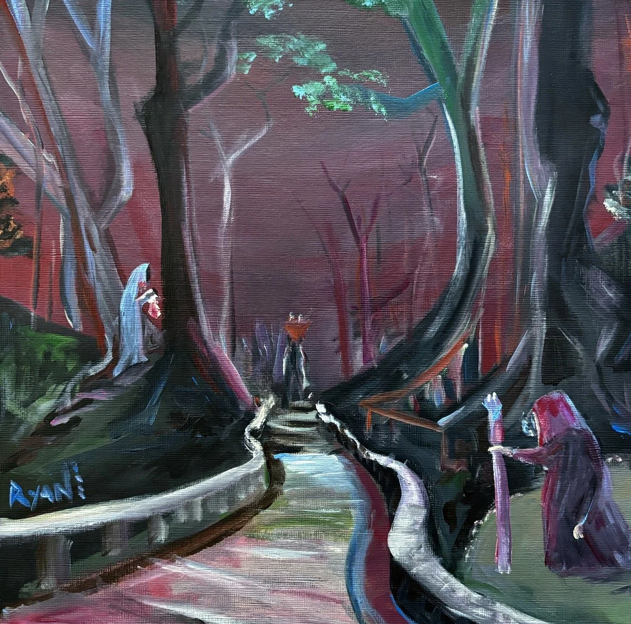 The Walk - Acrylic on Paper - 12x12" - 2024
