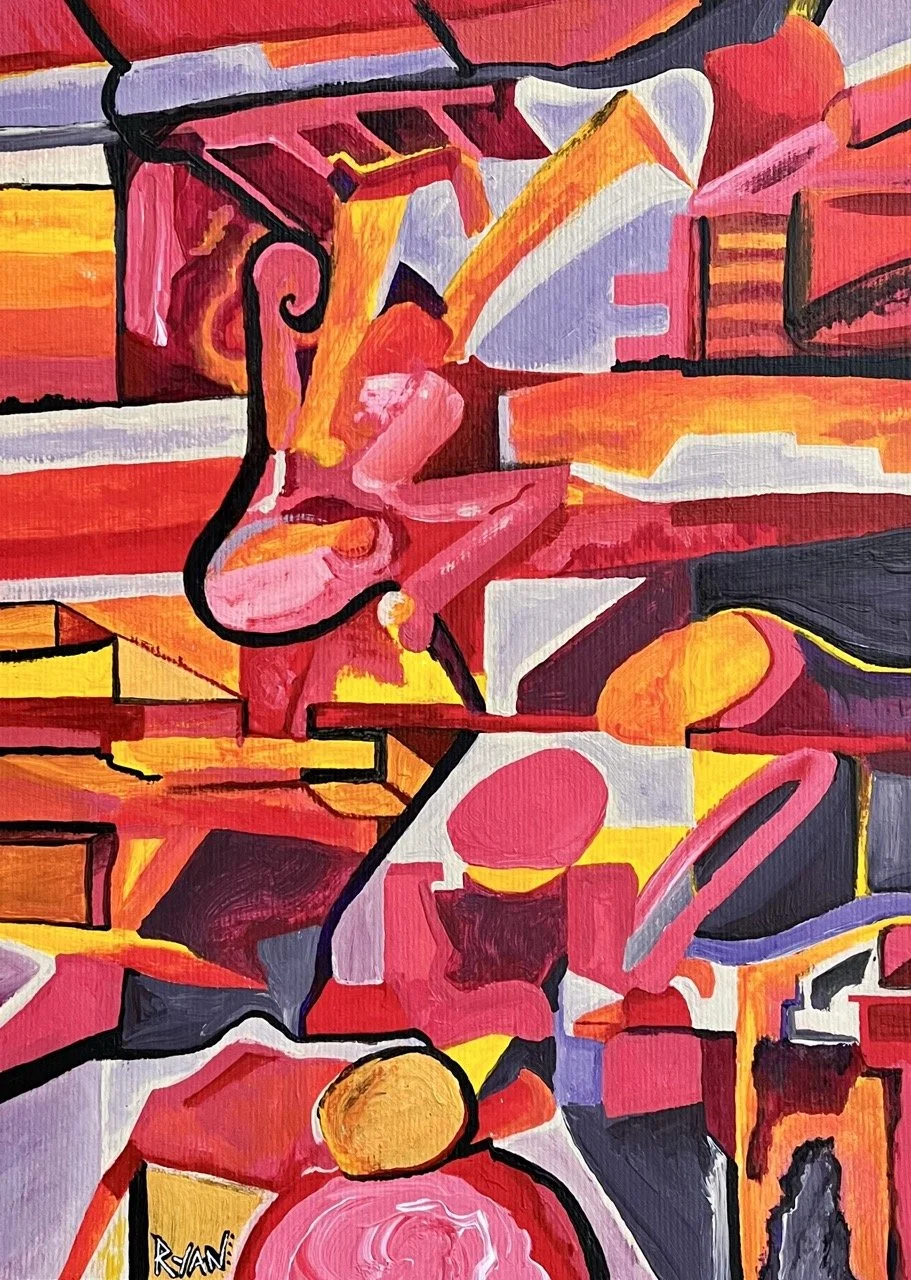 Glue Man - Acrylic on Paper - 9x12" - 2023