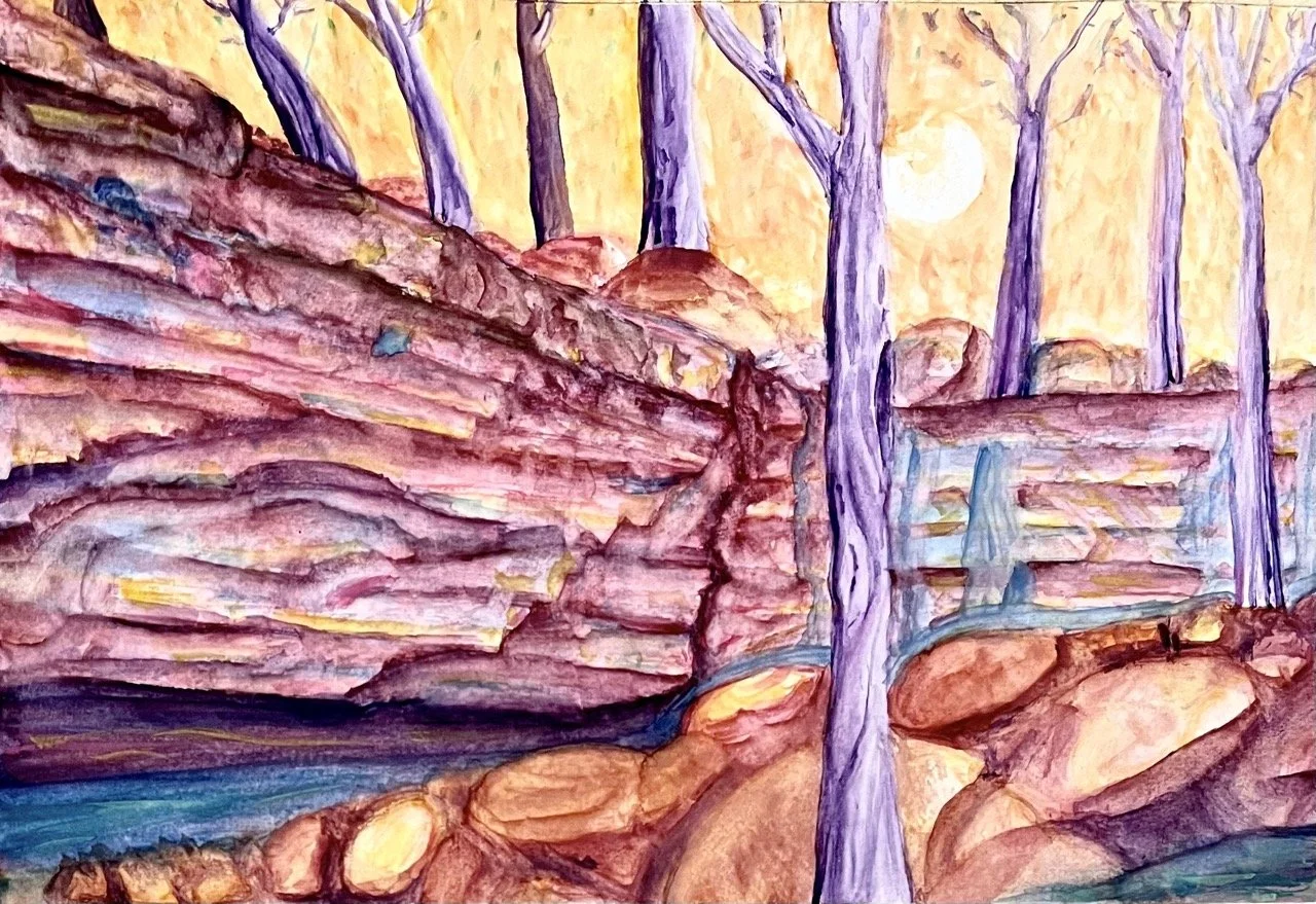 Ringing Rocks Falls - Watercolor on Paper - 10x7" - 2023