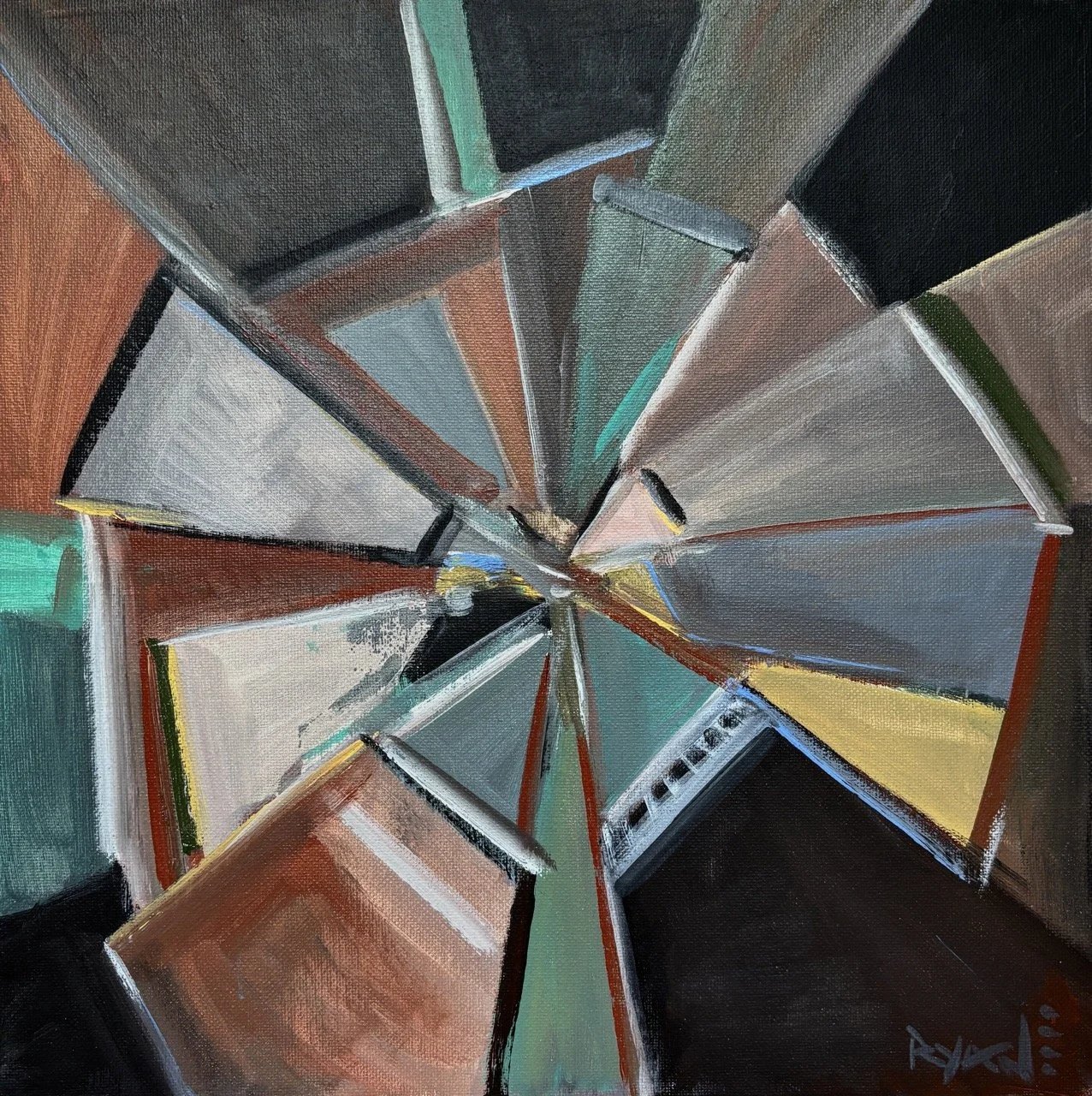 Combustion #7 - Acrylic on Canvas Board - 12x12" - 2024