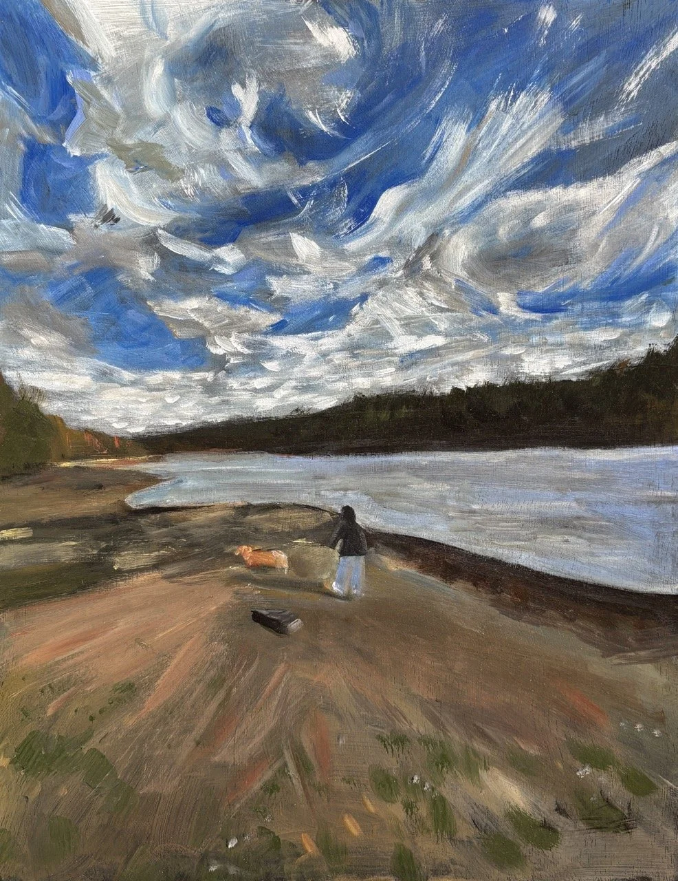 Walking The Dog - Acrylic on Panel - 9x12" - 2024