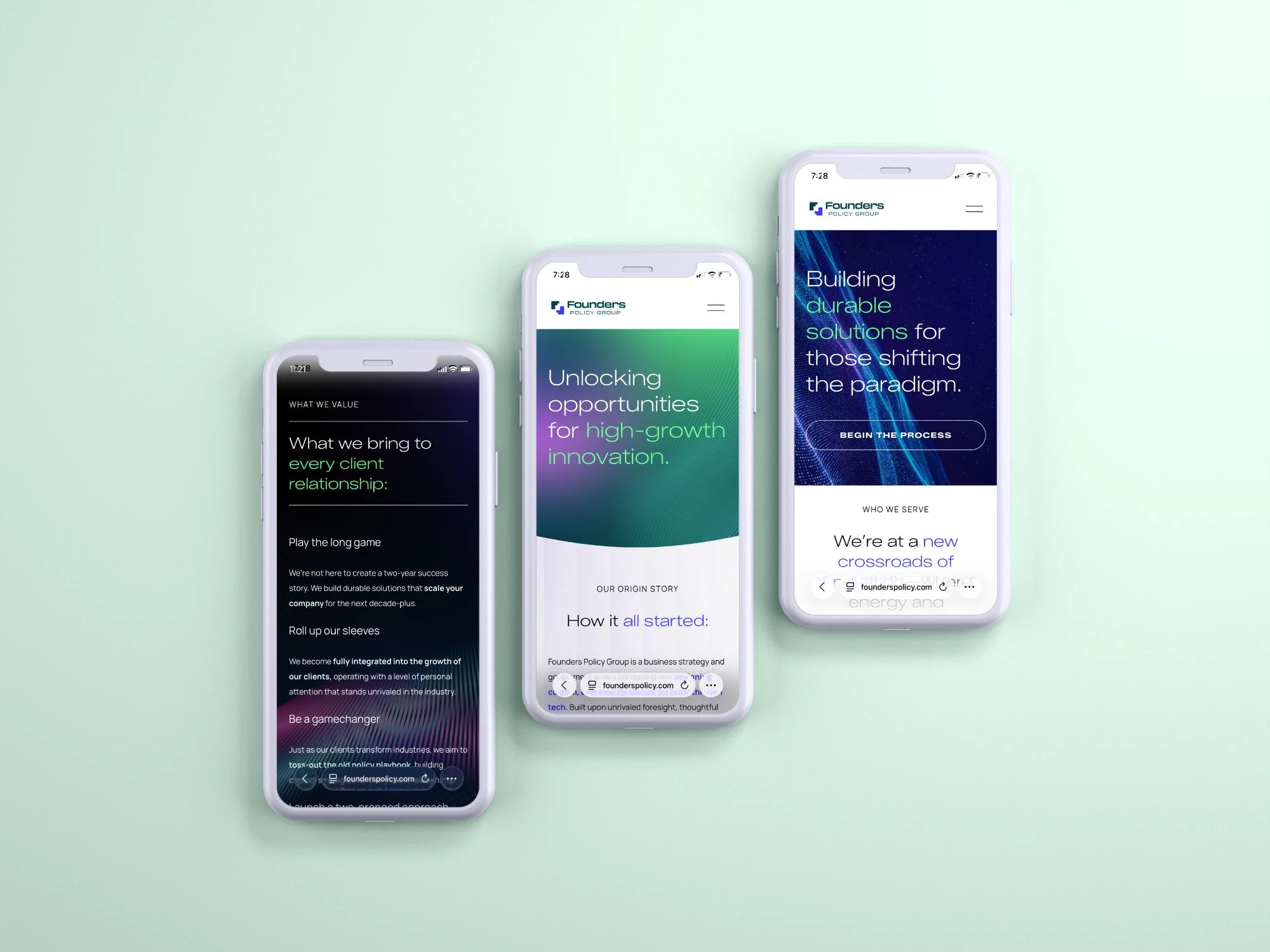 Founders Policy Group mobile web design