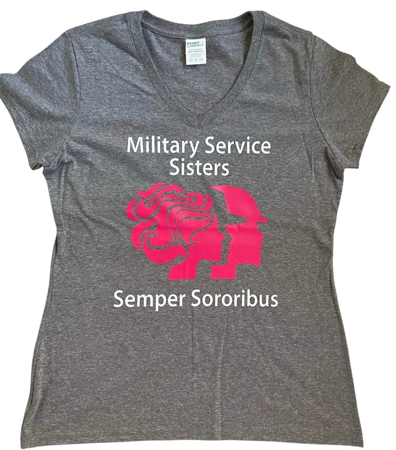 V NECK/LADIES CUT  Woman Veteran T-Shirt - Military Service Sisters Semper Sororibus “Always Sisters”