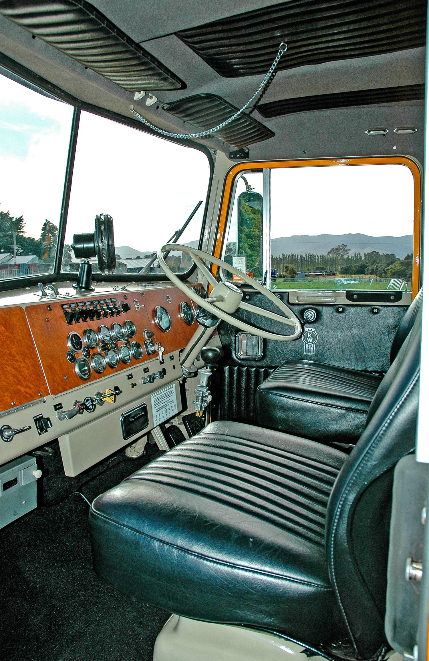 The interior of a truck