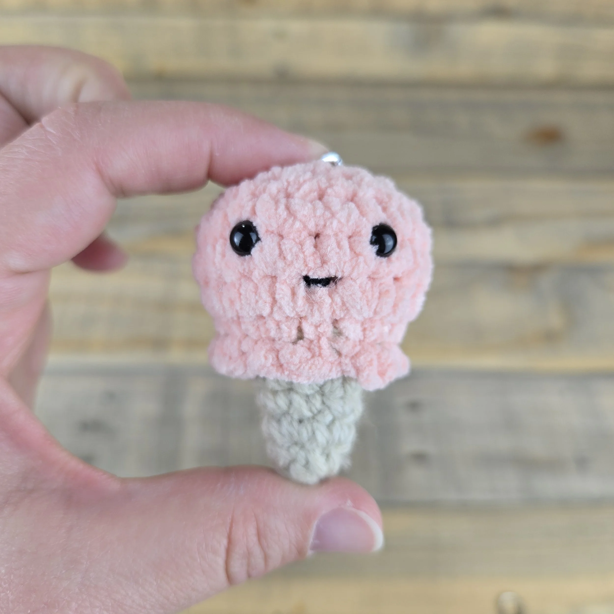 Crocheted Mini Ice Cream Keychain ~ Strawberry Ice Cream Cone ~ Backpack Buddy, Purse/Bag Charm