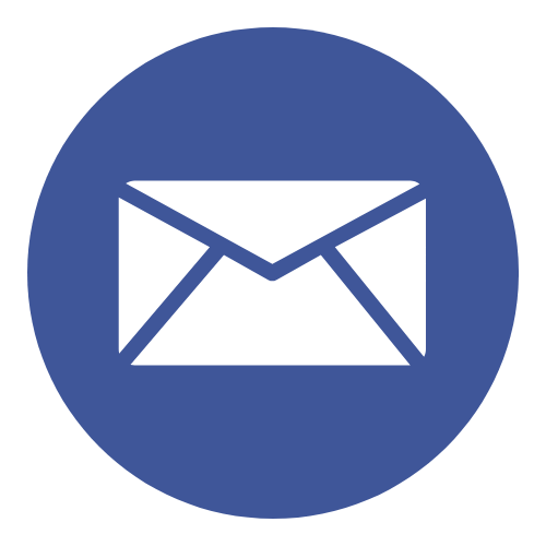 Blue circle with white envelope icon in the center.