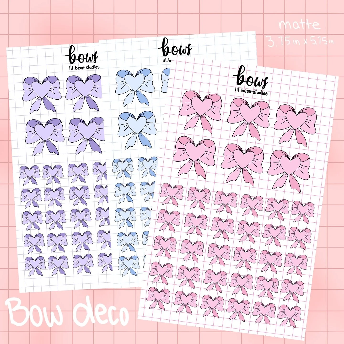 Sticker sheet reveal! 

1. Bows - 3 different colors!

2. Snackies - revamp of an oldie🤭

3. Moovies - An oldie but a goodie!

Shop and website coming im August! Follow @lil_bearstudios for more updates!🤍

#smallbusiness #lilbearstudios #smallstick
