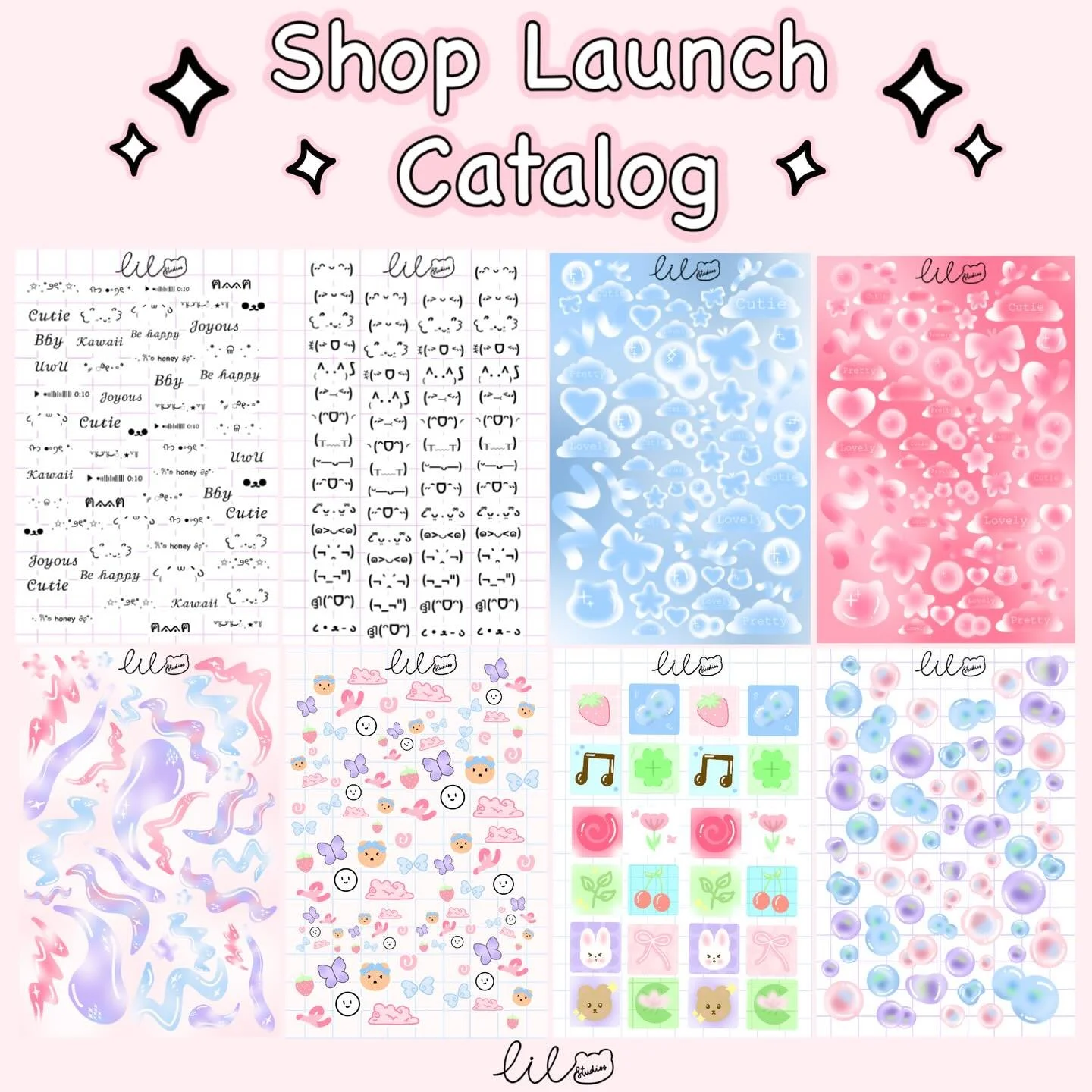 Shop Launch Catalog yayyy!!

This catalog only includes the new stickers and sticker sheets coming to the shop, so there will still be many oldies as well! I was only able to make a couple of the ghibli themed sheets though so the other half will be 
