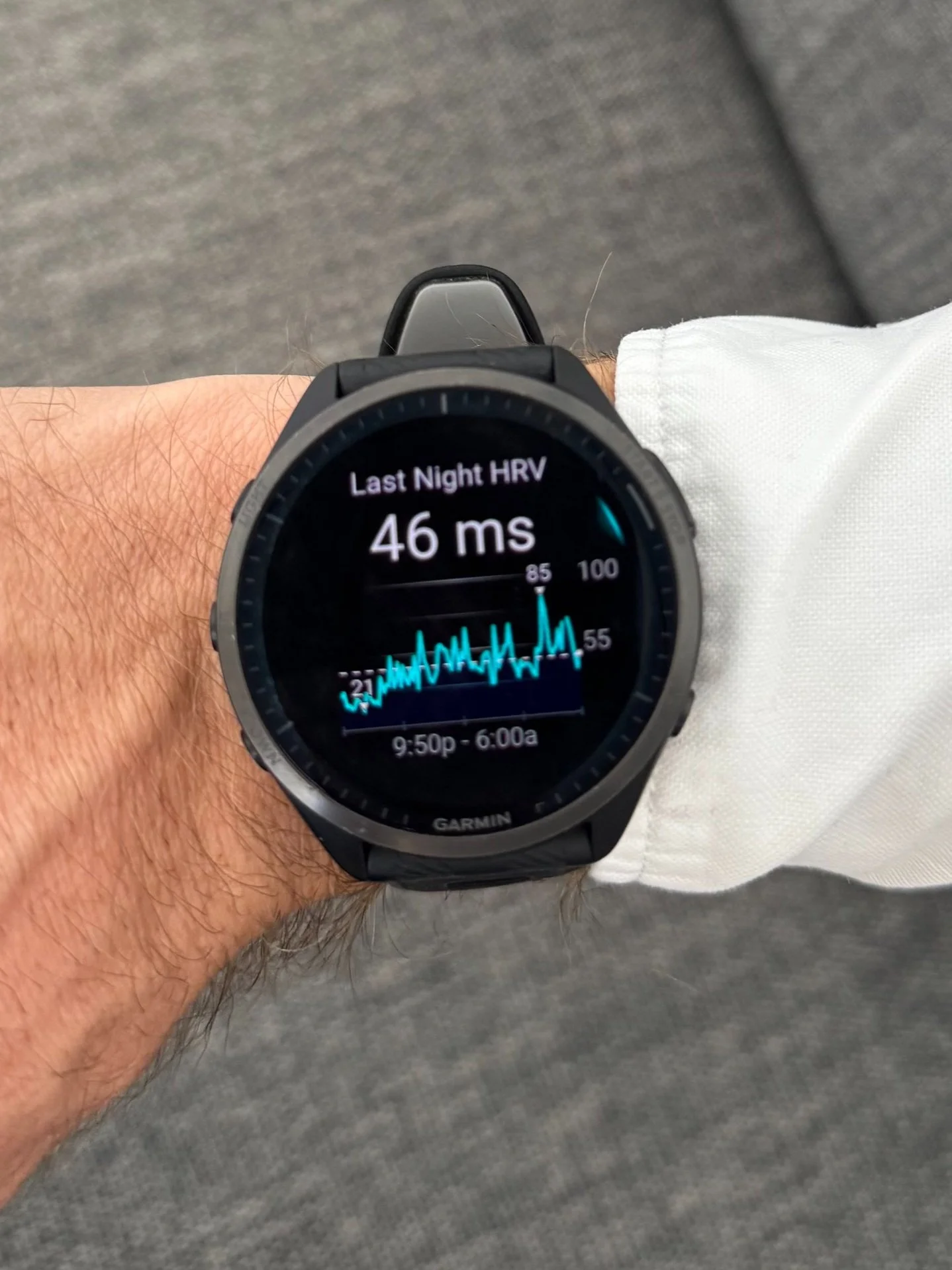 Garmin watch with HRV display