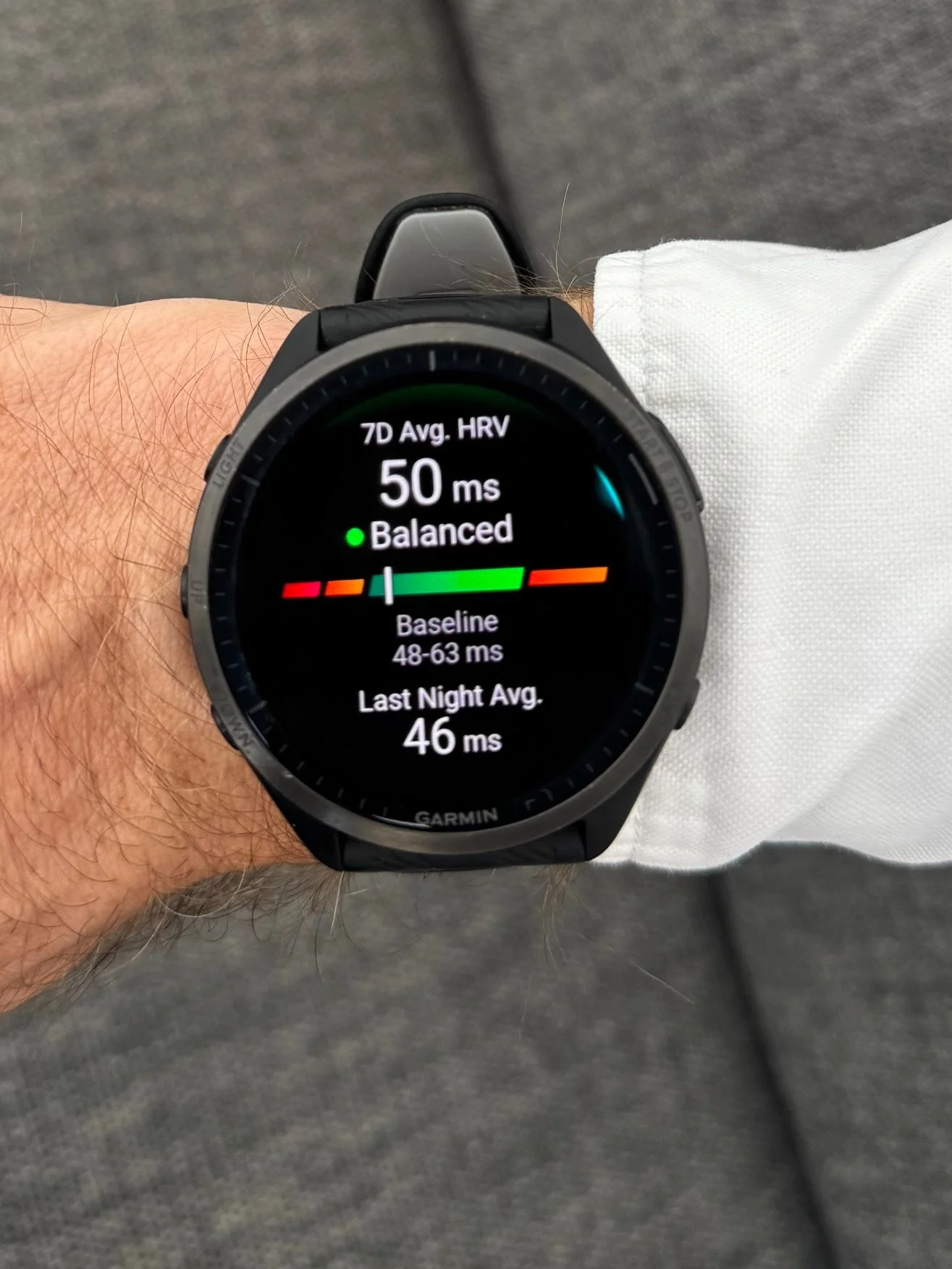 Garmin watch with HRV display