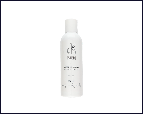 White bottle of K-BIEN define fluid for styling