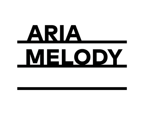 Logo with the text 'ARIA MELODY' and decorative lines above and below