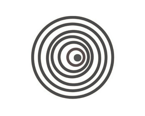 Black and white concentric circles forming a spiral pattern.