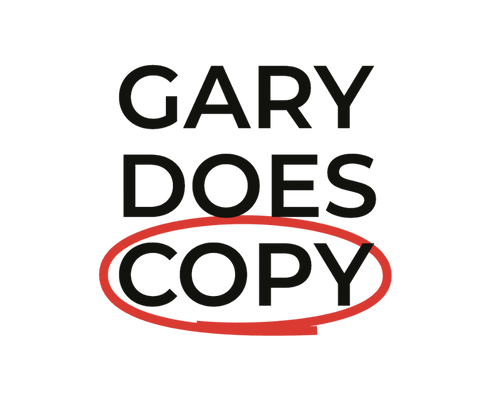 Text image with the words 'GARY DOES COPY' where 'COPY' is circled in red.