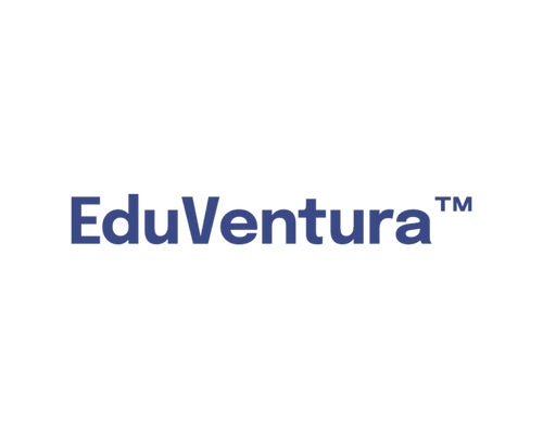 Logo of EduVenture with blue text on a black background