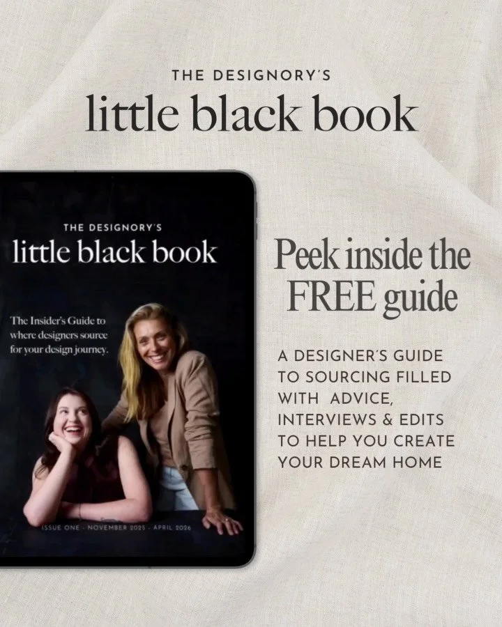 A little peek inside ✨ Two of our favourite edits &mdash; Lighting and Bathroom Products I Love &mdash; straight from The Little Black Book, our FREE 100-page designer&rsquo;s guide to sourcing.

Inside, you&rsquo;ll find over 100 pages of curated ed