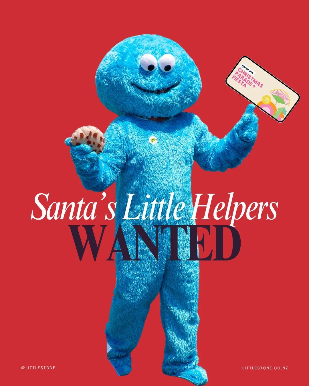 Santa's Little helpers wanted! Come be part of the crew that brings the Harcourts Christmas Parade to life 🎅

Flick us a DM or contact hello@littlestone.co.nz if you are keen to get involved.
