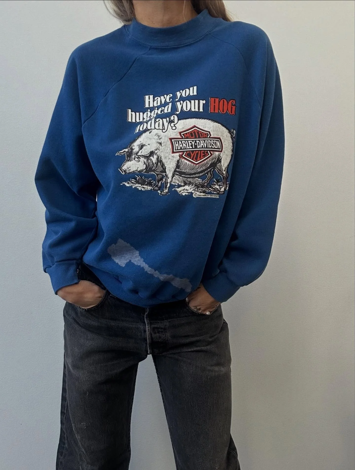 1982 Harley Davidson &lsquo;Have you hugged your hog&rsquo; Sweatshirt 💵 for sale - DM for details