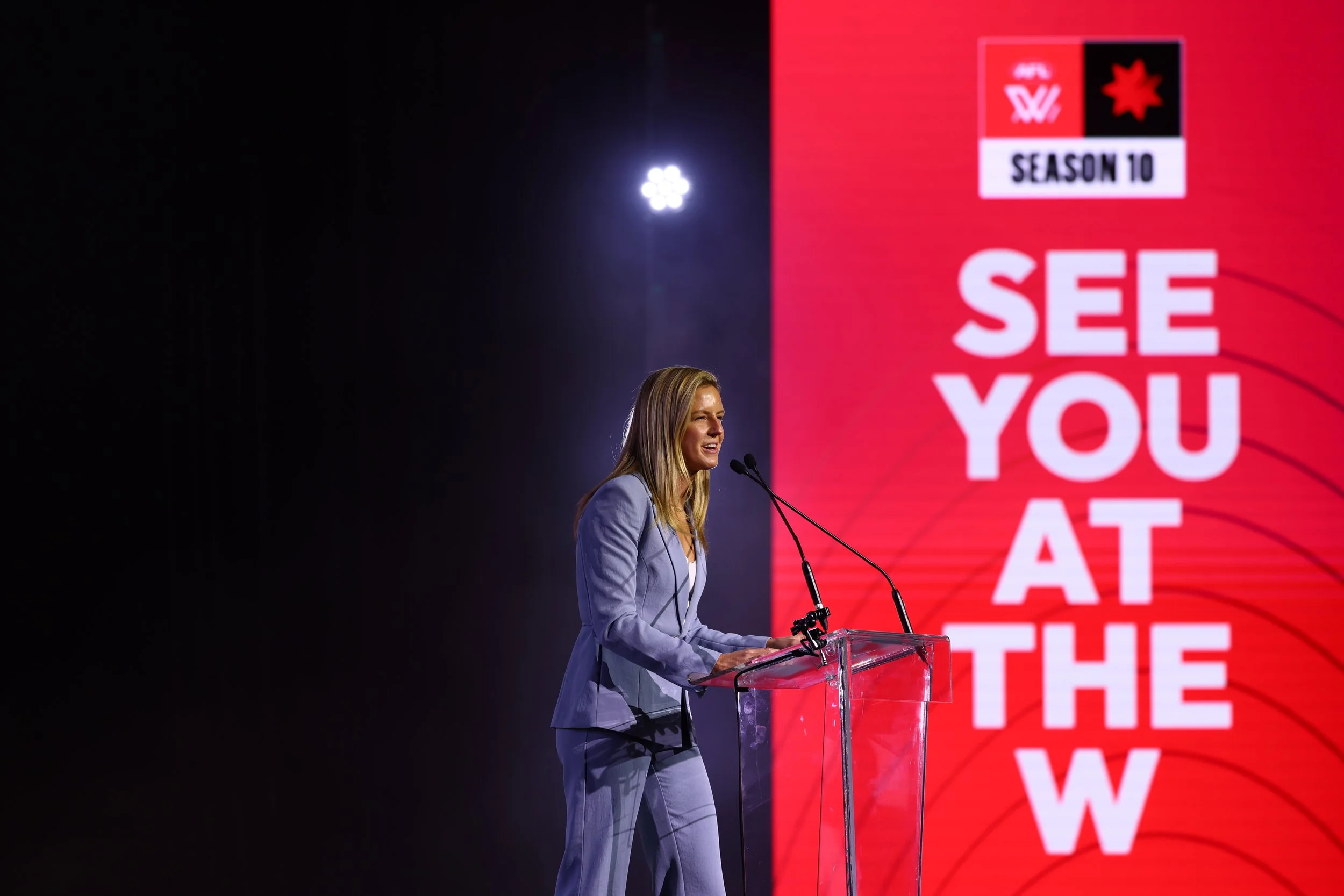 Sarah Ashmore as MC for the 2025 AFLW Season Launch