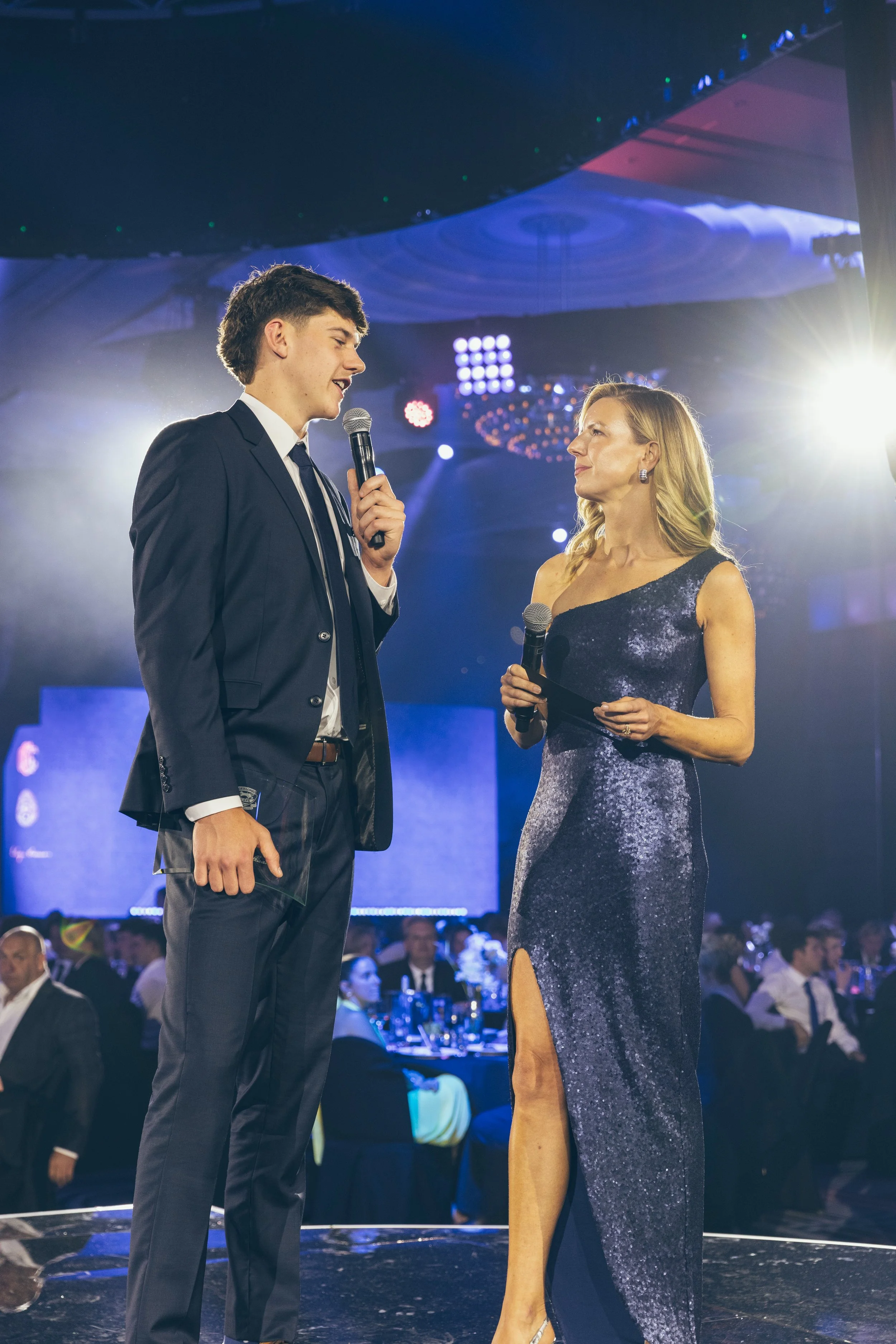 Sarah Ashmore as MC for Geelong FC 2025 Best and Fairest