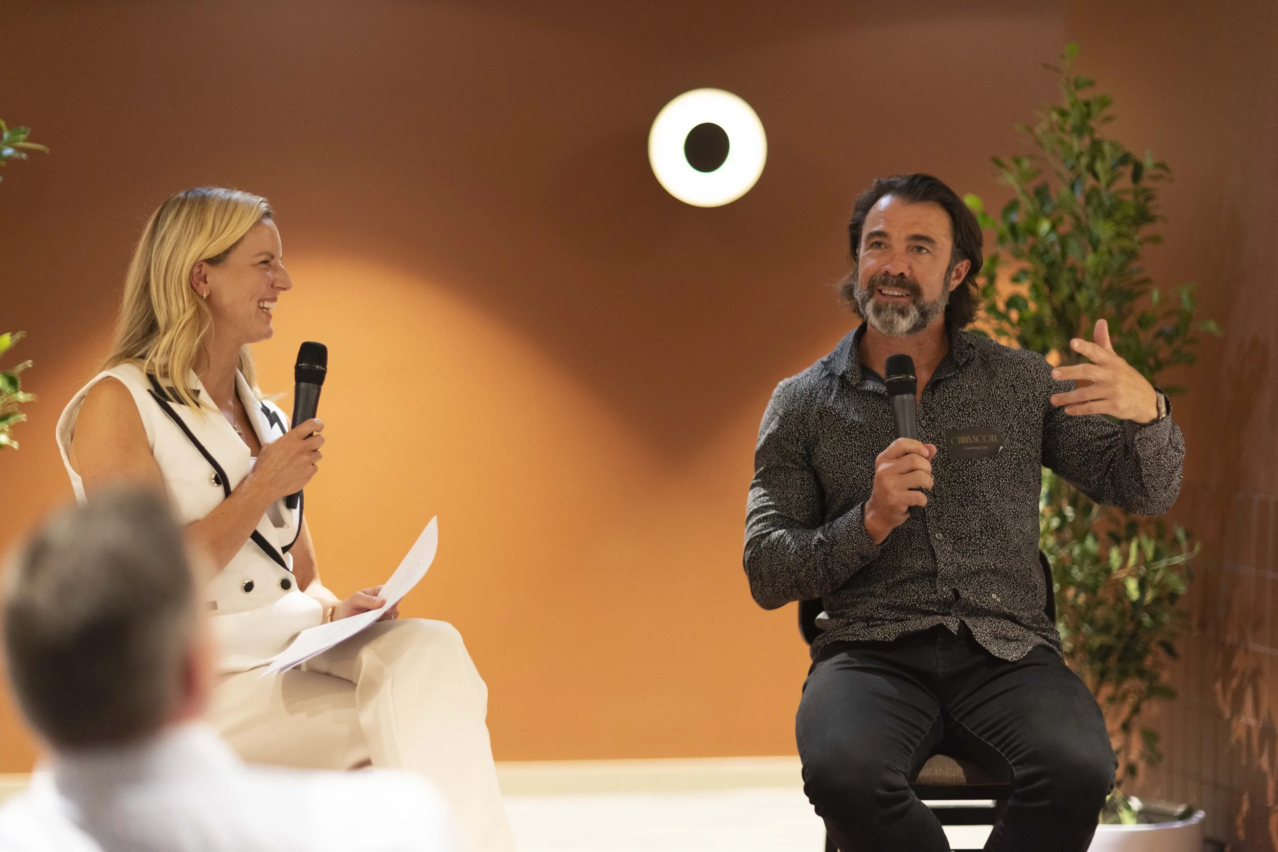 Sarah Ashmore interviewing Geelong FC Coach Chris Scott