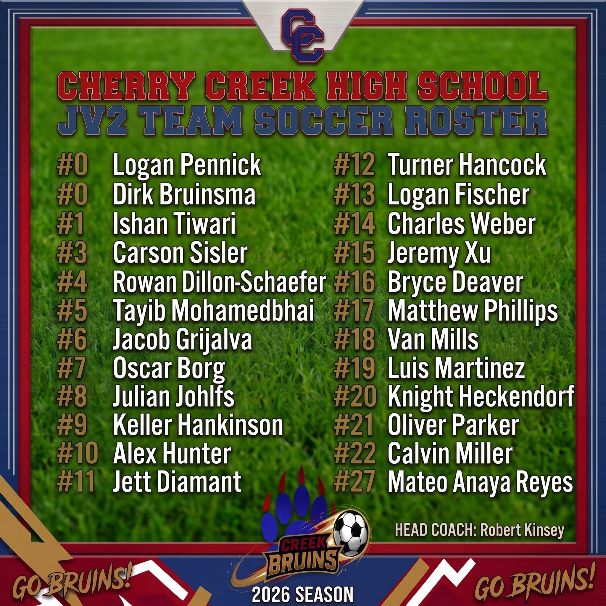 CCHS JV2 Team Roster and Game Schedule. Go Bruins! ⚽