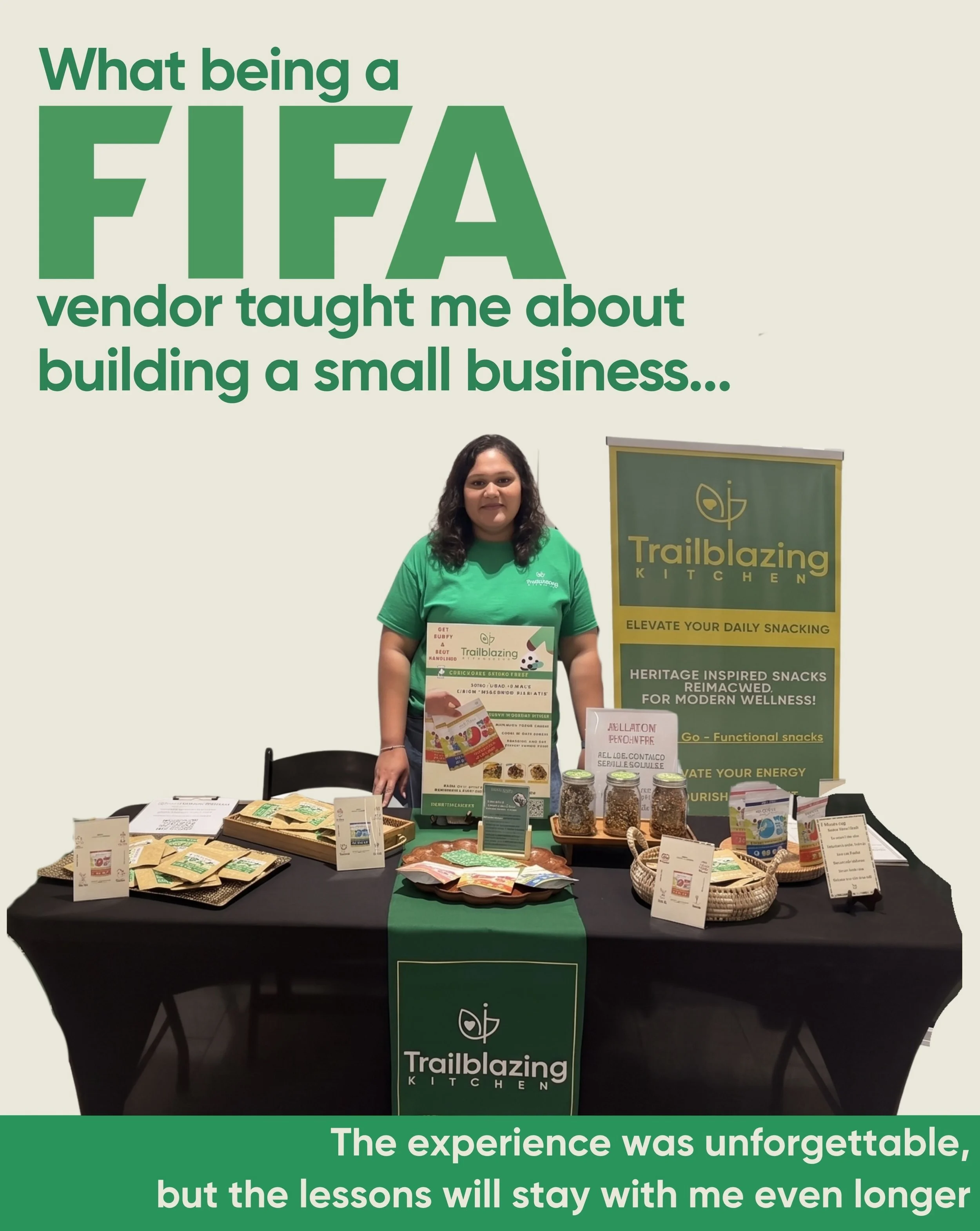 You don&rsquo;t need to have every detail figured out to take up space on a big stage&hellip;.

Swipe through for 3 lessons from our FIFA vendor experience ➡️

What&rsquo;s one lesson your work has taught you? Drop it below! 👇

[Trailblazing Kitchen