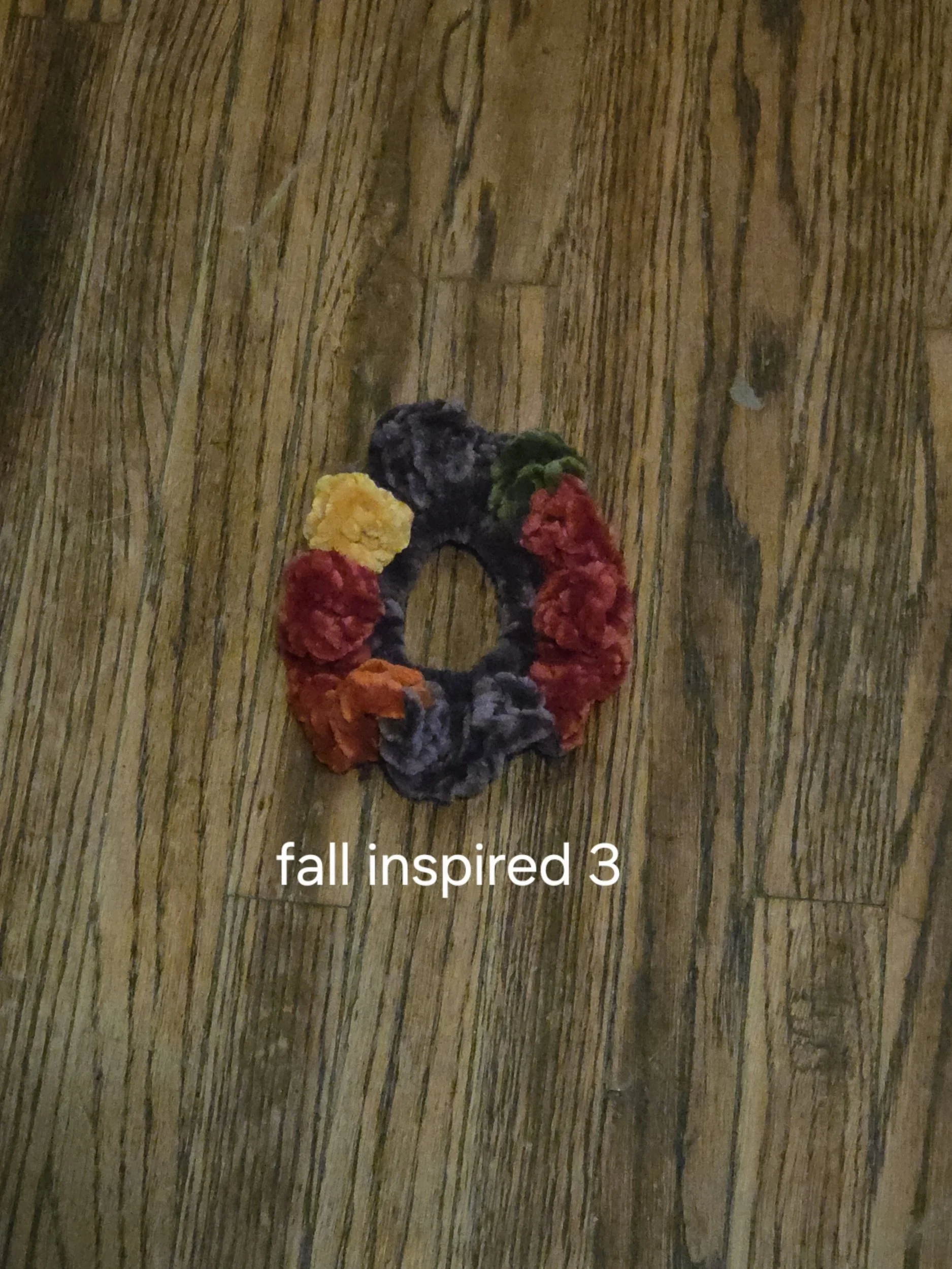 Handmade classic velvet scrunchie in fall-inspired autumn colors, style 3