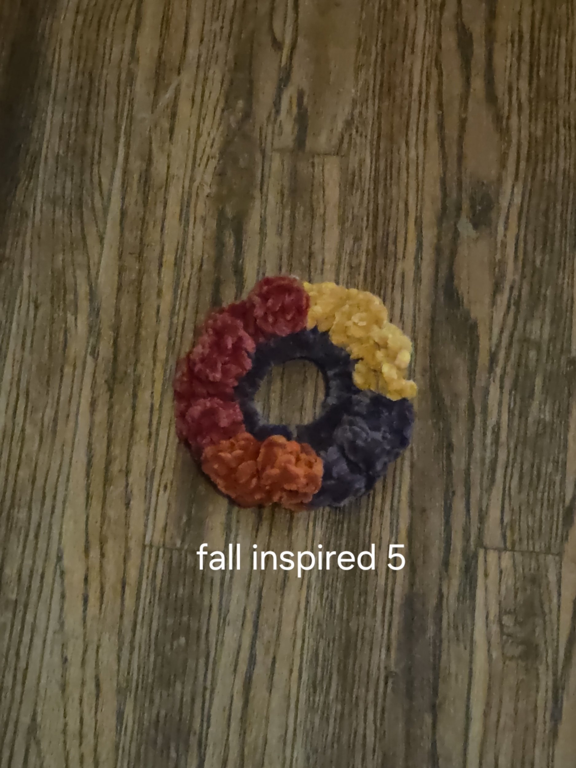 Handmade classic velvet scrunchie in fall-inspired autumn colors, style 5