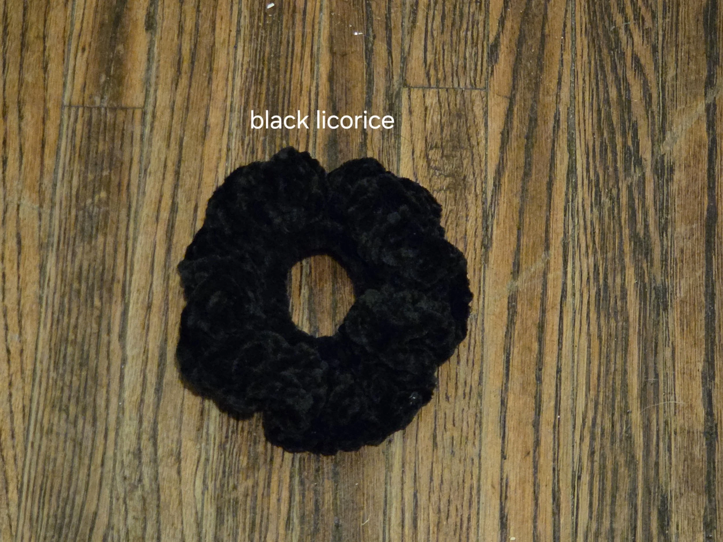 Handmade bold velvet scrunchie in Black Licorice