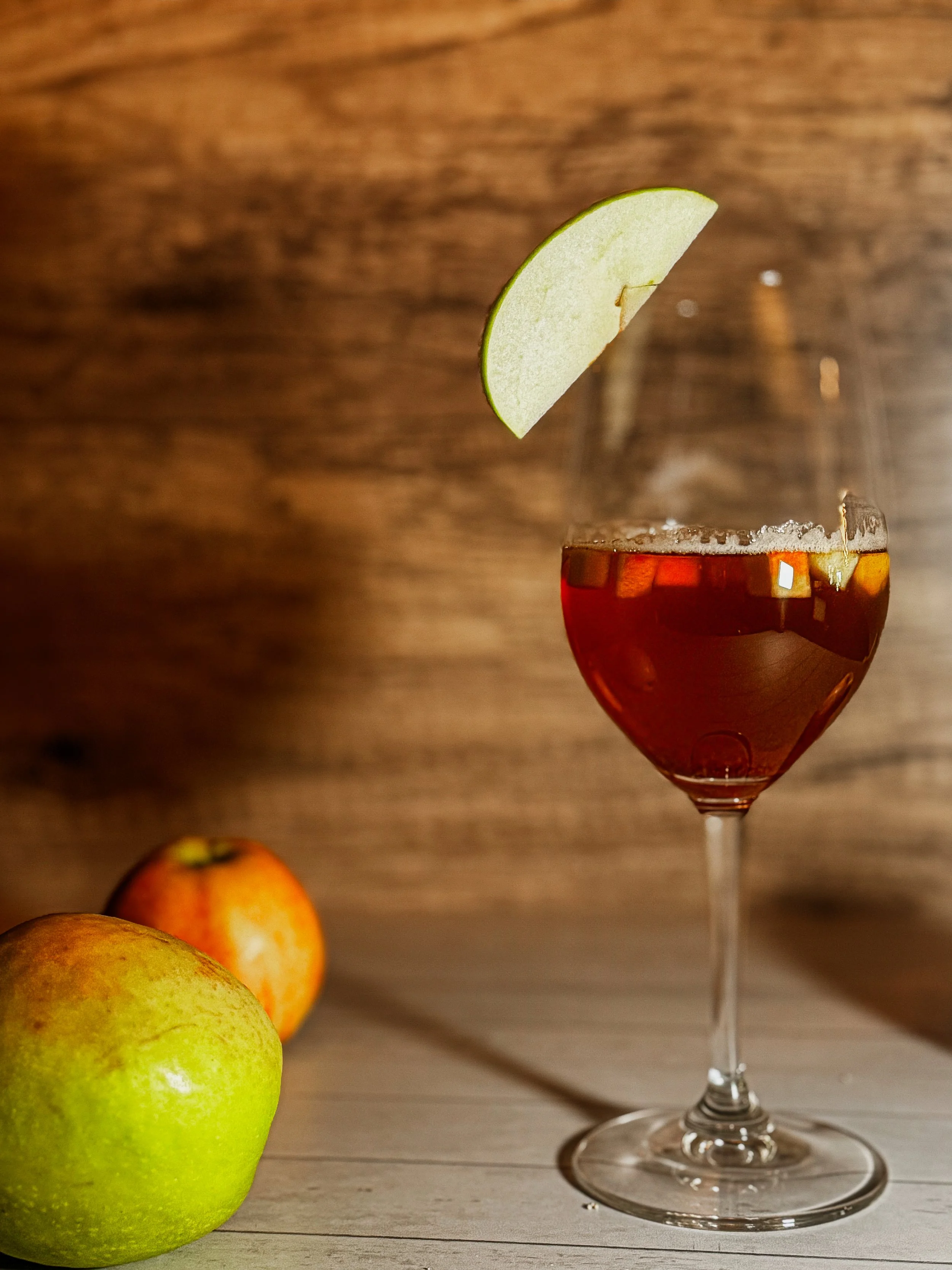 Golden Orchard Sangria
Crisp apple, cinnamon, ginger. Balanced, bright, and just sweet enough.