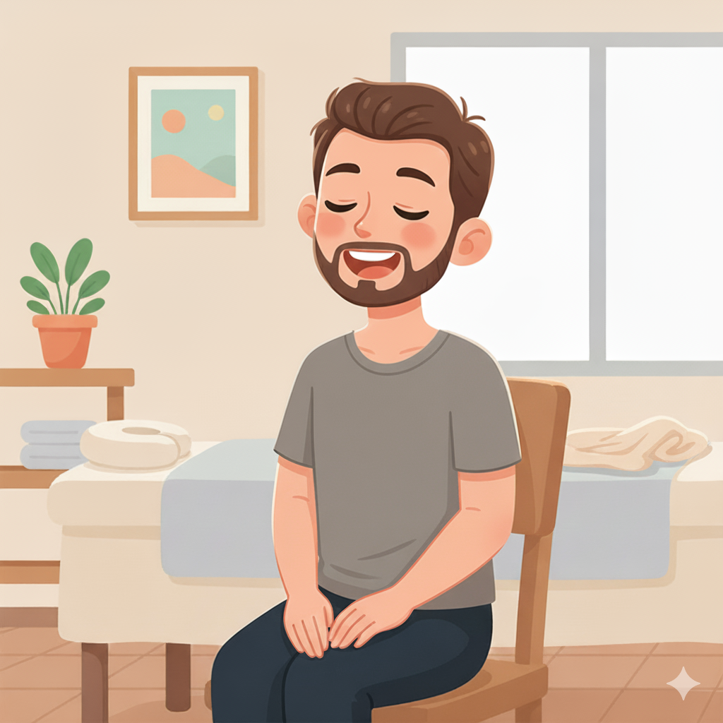 image d'un homme heureux de son traitement