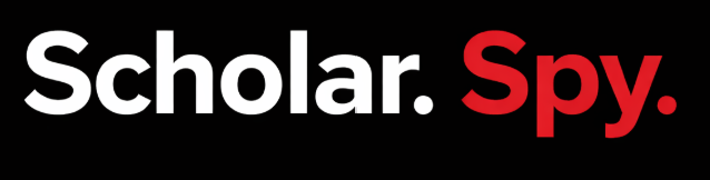Text that says "Scholar. Spy." with "Scholar" in white and "Spy" in red on a black background.