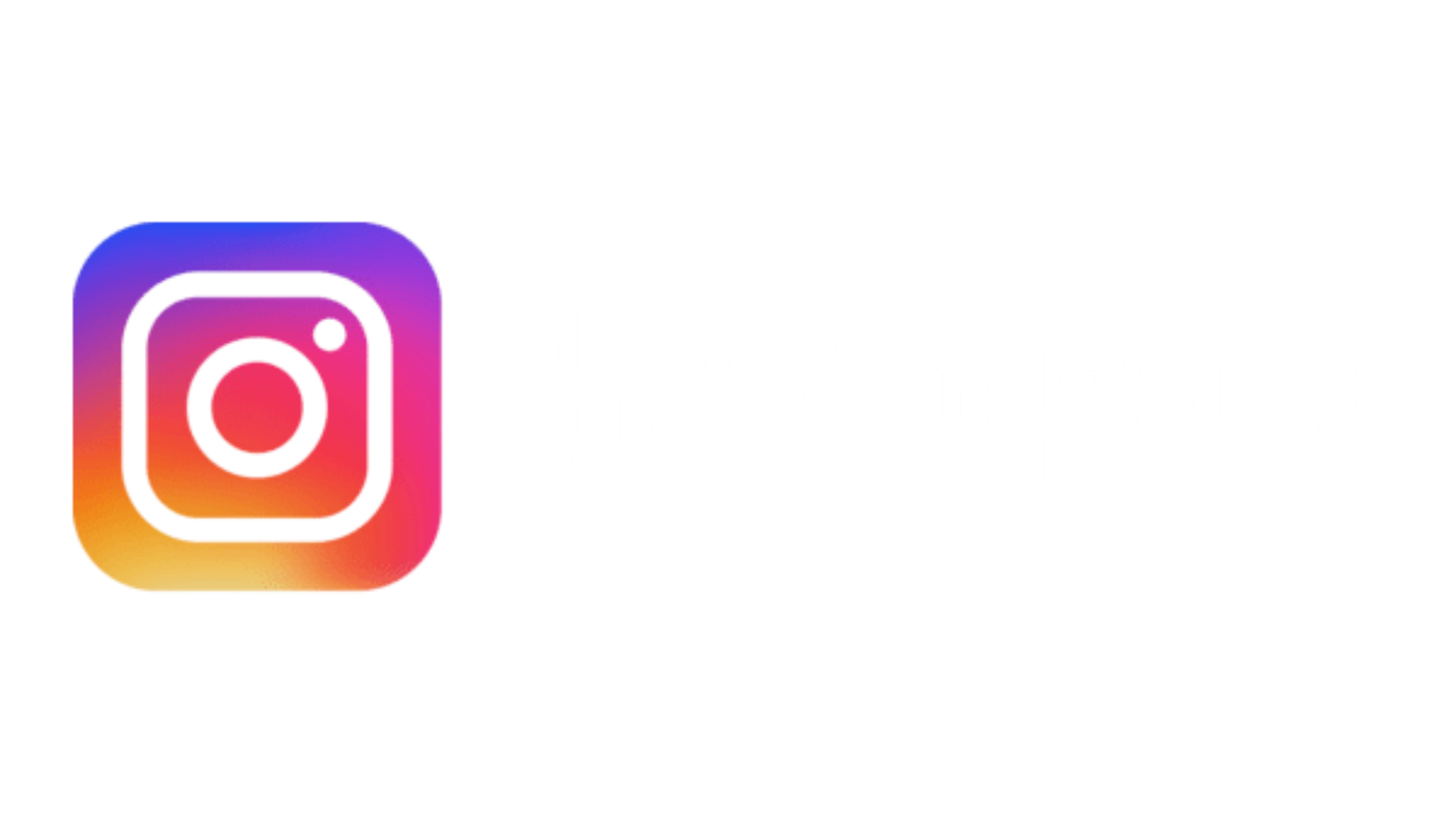 Instagram logo with colorful gradient and the word 'Instagram' written in white cursive font.