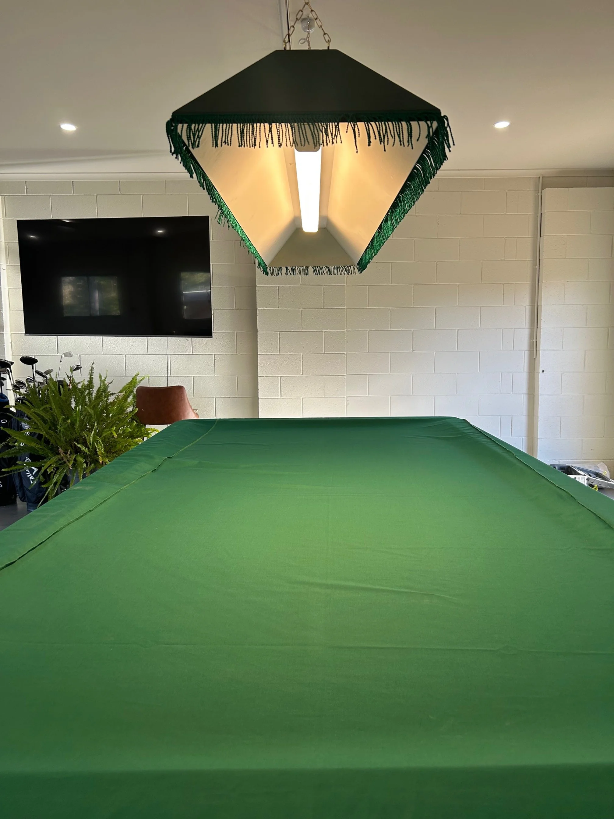 Over pool table custom lighting.