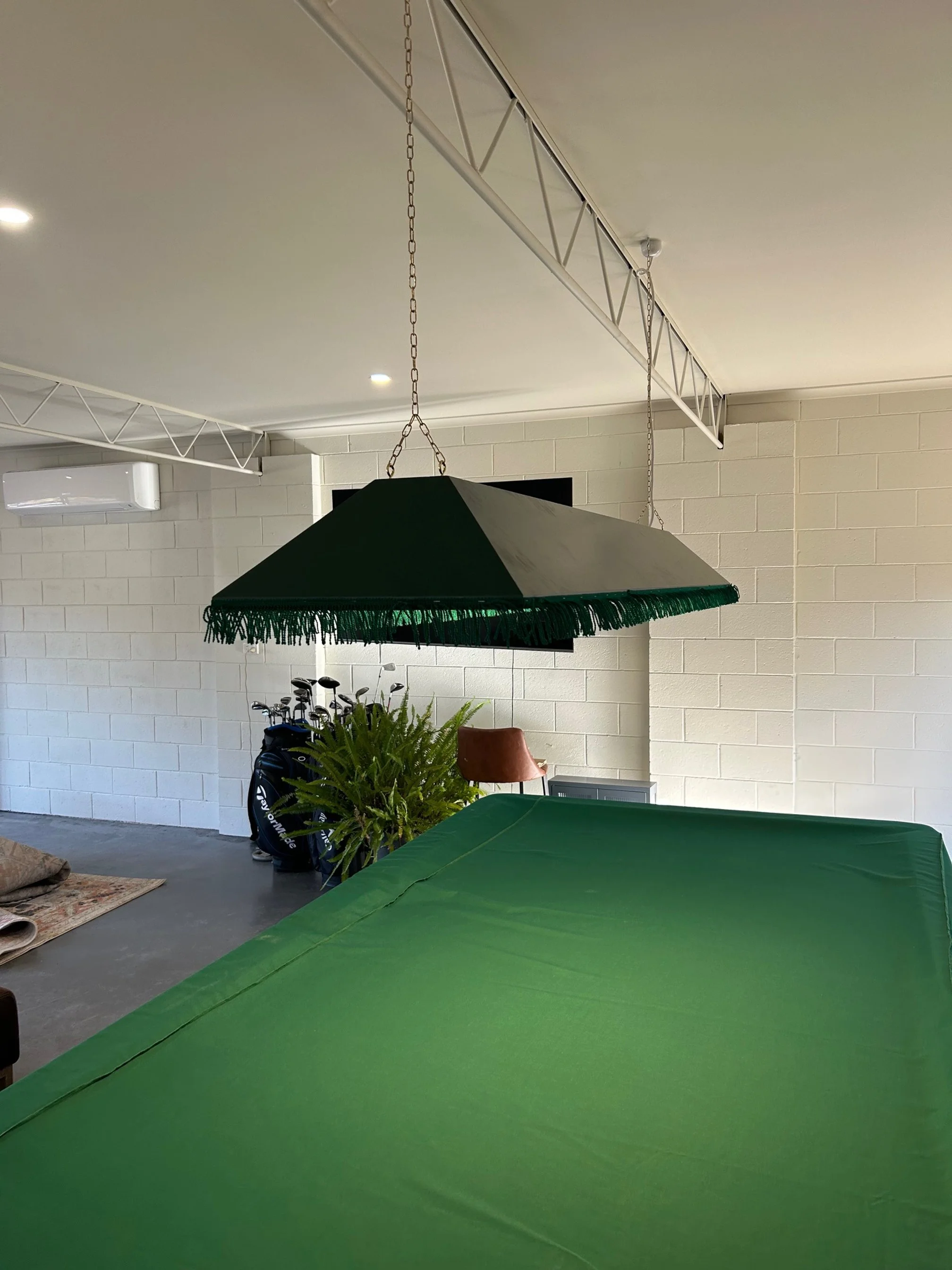 Over pool table custom lighting.