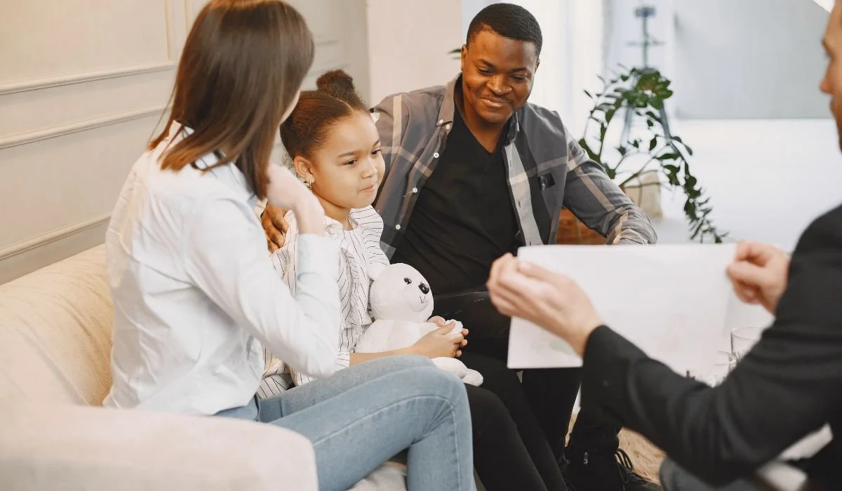 family doing a therapy session together