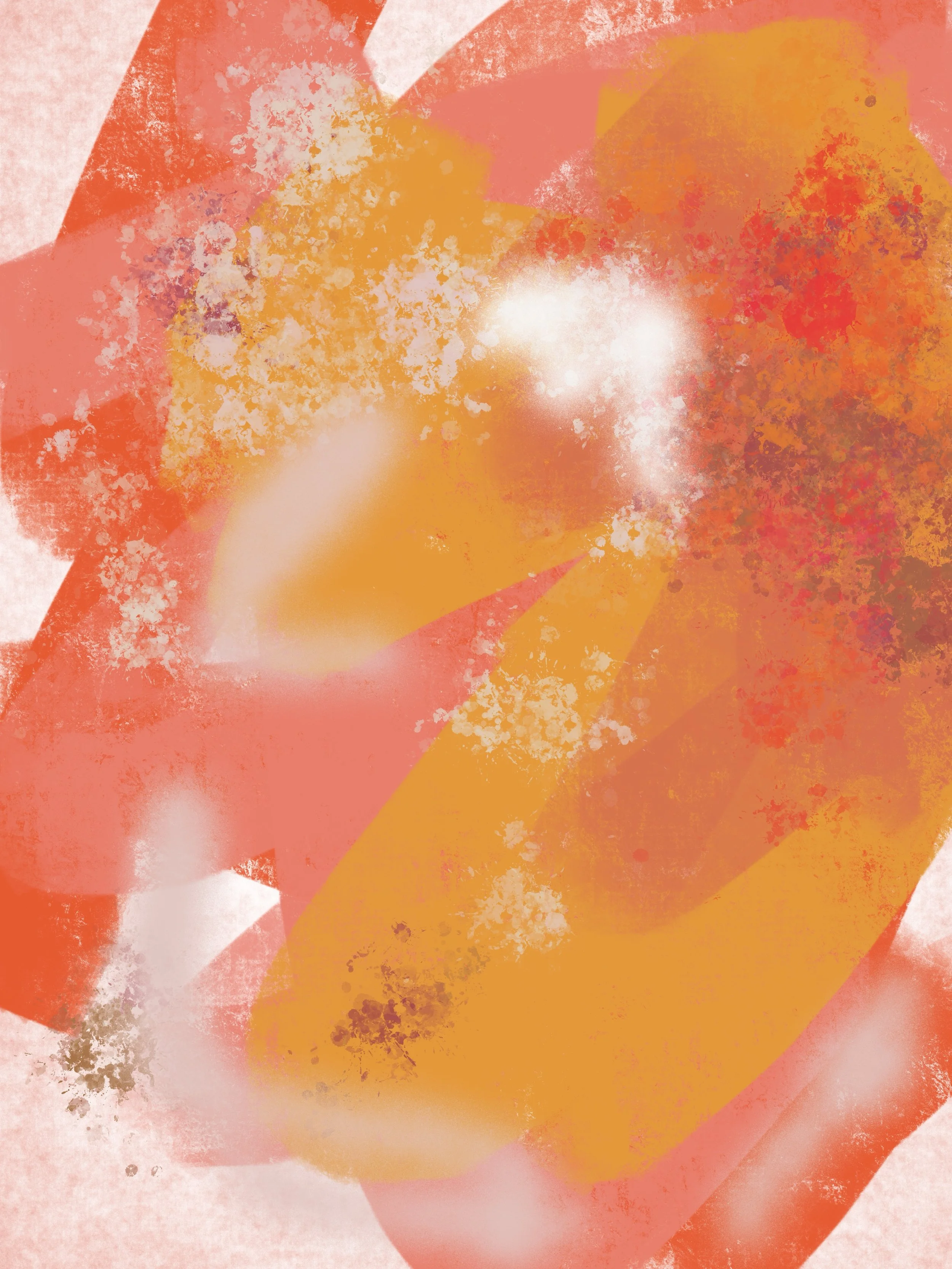The Wind is the Bow and the Palm Tree is the Violin III, an expressionist abstracted artwork. Ethereal foliage and translucent blossoms emerge in luminous pinks and corals, evoking the soft rustle of a garden animated by wind and light.