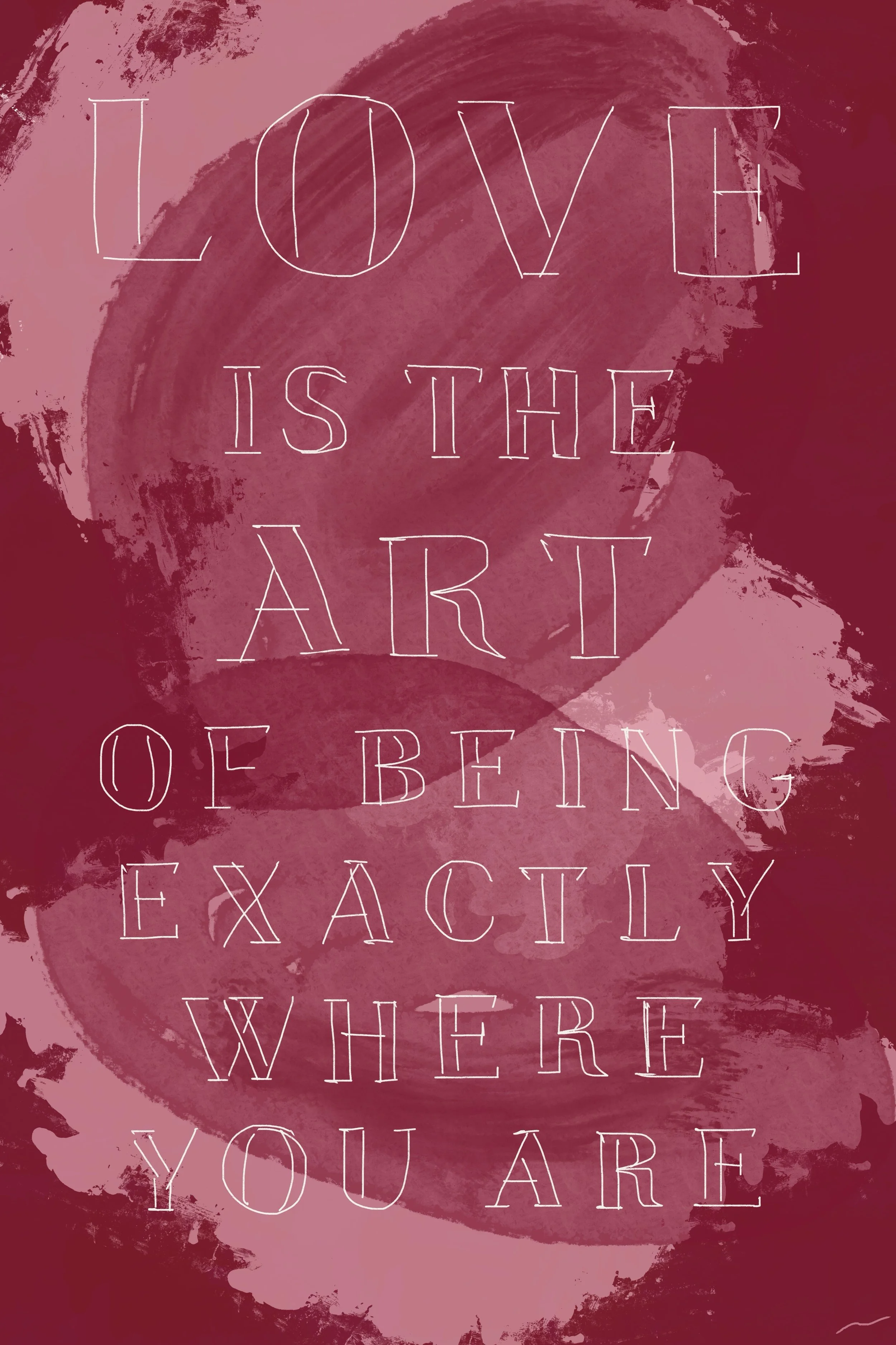 The Deep Now: Love is the Art II, an expressive contemporary abstract artwork channeling the electrifying force of true love through typography and vivid color.